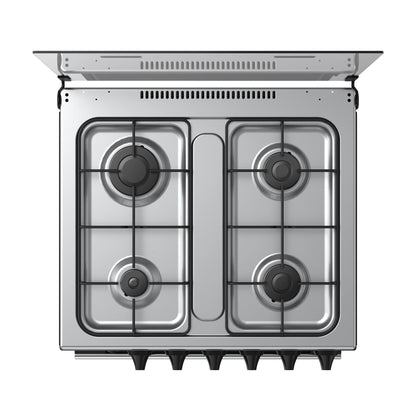 Akai Stainless Steel 4 Gas Burner Full Safety Freestanding Cooking Range (60X60 cm), Cast Iron Support, Double Glass Oven Door, Auto Ignition, Mechanical Timer Function, CRMA-M606BFS