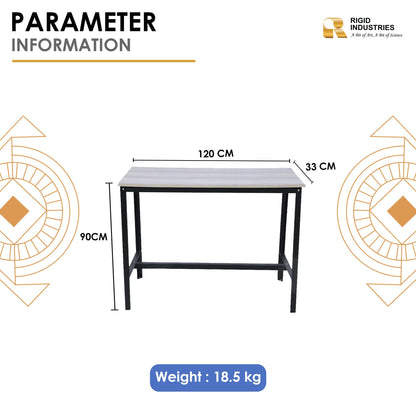 RIGID Wooden Dining Room Set, Durable Steel Frame, Industrial Design for Kitchen, Dining Room, Living Room Furniture (Wooden Desk and Bench Set)