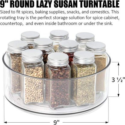 BRANDIC 2 Pack Non-Skid Lazy Susan Kitchen Organizer and Storage - 360 Degree Rotating, Clear Plastic, BPA Free, Spice Rack Turntable Organizers for Cabinet, Pantry, Refrigerator, Countertop, Cosmetic