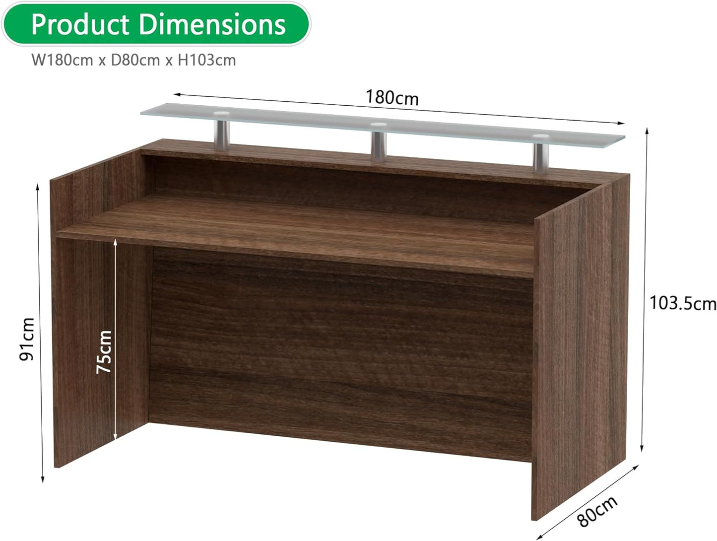 Mahmayi REC-2 Designer Reception Desk For Office Space, Front Office Desk (White-Coco Bolo)