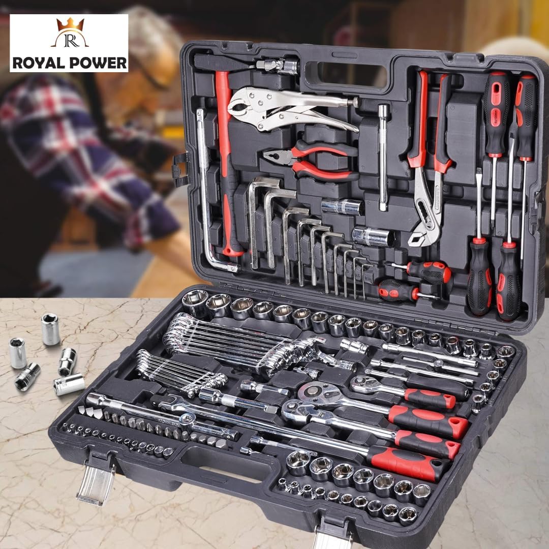 Royal Power Professional Comprehensive Repair Mixed Tool Sets. Combination Wrench, Pliers, Claw Hammer, Adjustable wrench, Screwdrivers (86pc)