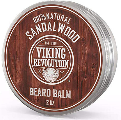 Viking Revolution Beard Balm with Sandalwood Scent and Argan & Jojoba Oils- Styles, Strengthens & Softens Beards & Mustaches - Leave in Conditioner Wax for Men (1 Pack)