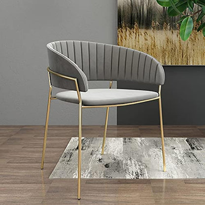 JDDJ Velvet Modern Accent Dining Chairs with Golden Metal Leg (Beige)