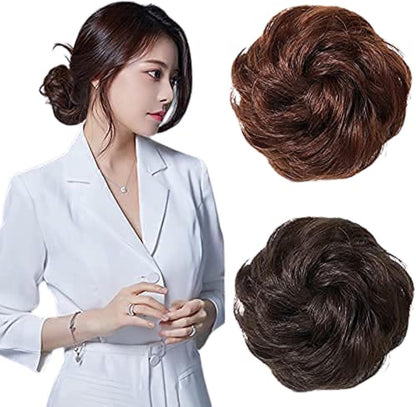 Messy Bun Scrunchie with Elastic Rubber Band, Updo Chignon Donut Ponytail Hairpiece,Ponytail Hair Extensions, Synthetic Tousled Hair for lady (#1)