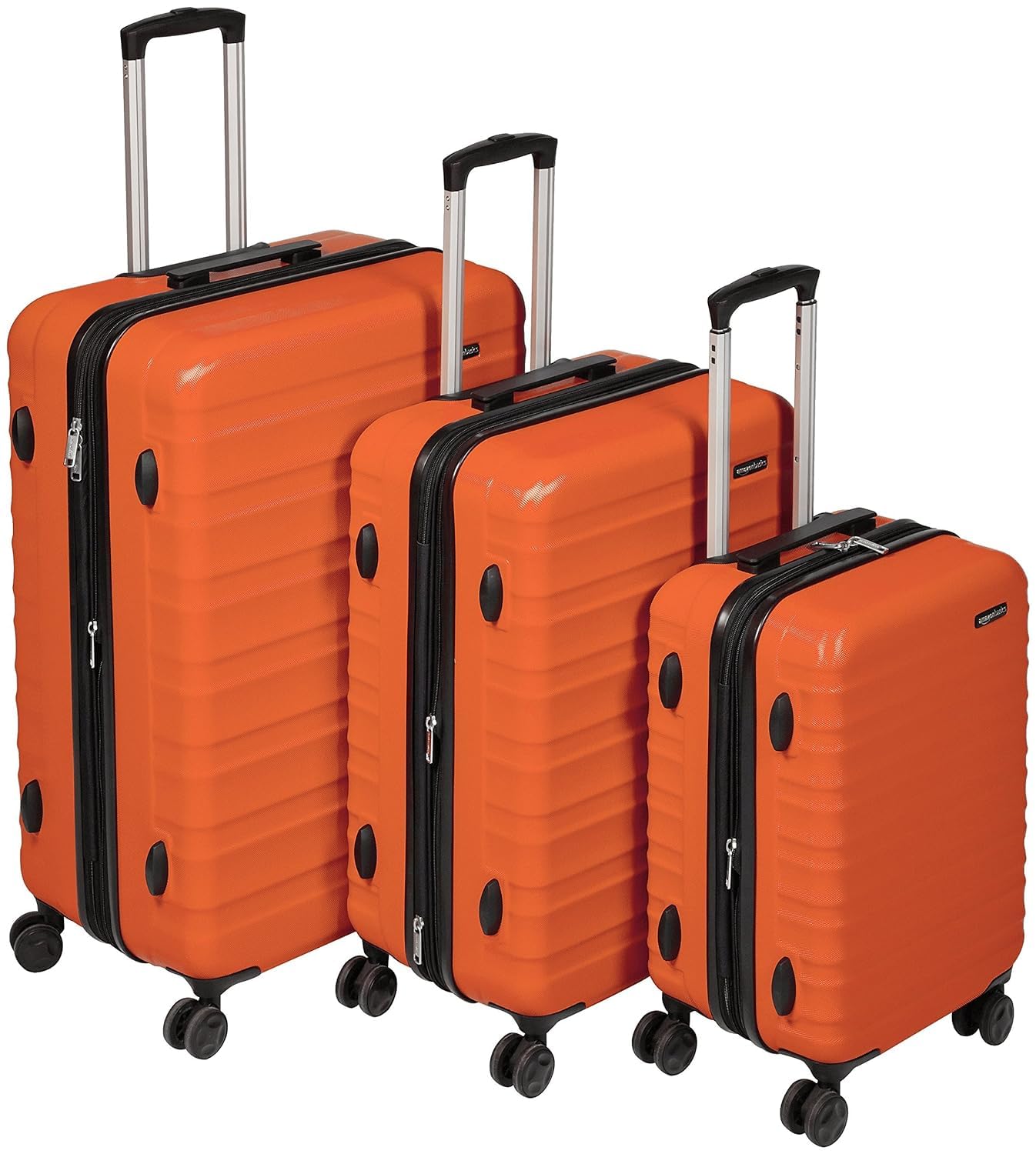 Amazon Basics 3-Piece Set Hardside Spinner- 20/24/28 Inch (50/60/71 cm) Material: ABS, Orange