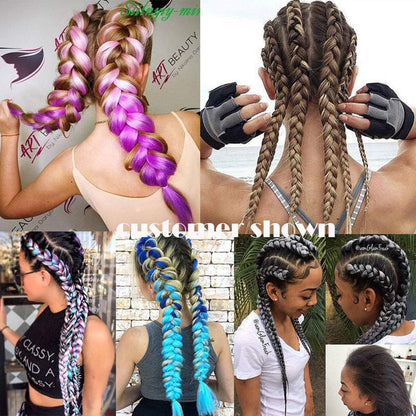 Synthetic Hair for Braiding, Jumbo Braids, Extension Afro Braids Crochet Twist, Heat Resistant 24 inch 3 Pcs(Sky Blue mix Light Puple)