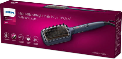 Philips StyleCare Essential | Heated Straightening Brush | Tourmaline Ceramic Coating | 2 Temperature Settings | Hair Straightener | ThermoProtect Technology | 2 Years Warranty | BHH880/03