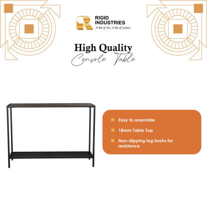 RIGID Console Table | Corner End Table with Stainless Steel Frame and Glass Top for Living Room, Office