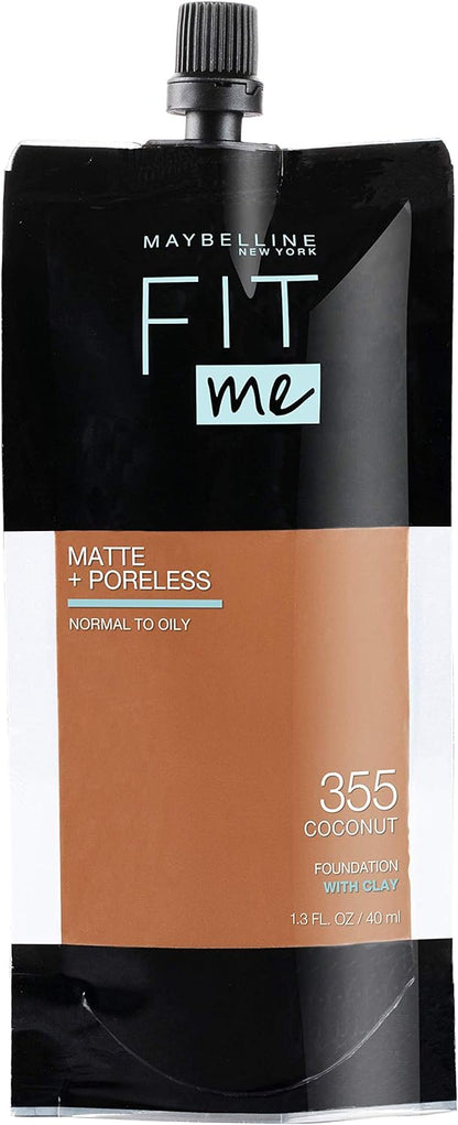 Maybelline Fit Me Matte + Poreless Liquid Oil-Free Foundation Makeup, Soft Tan, 1 Count (Packaging May Vary)