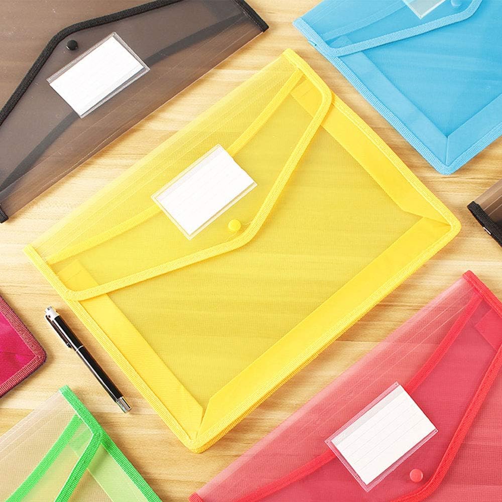 ESSEN Plastic File Folder Expanding A4 Size Poly Envelope Folder Clear Portfolio Bag Transparent Wallet Accordion Expandable File Organizer Document Holder for School Office Home (5 Colors)