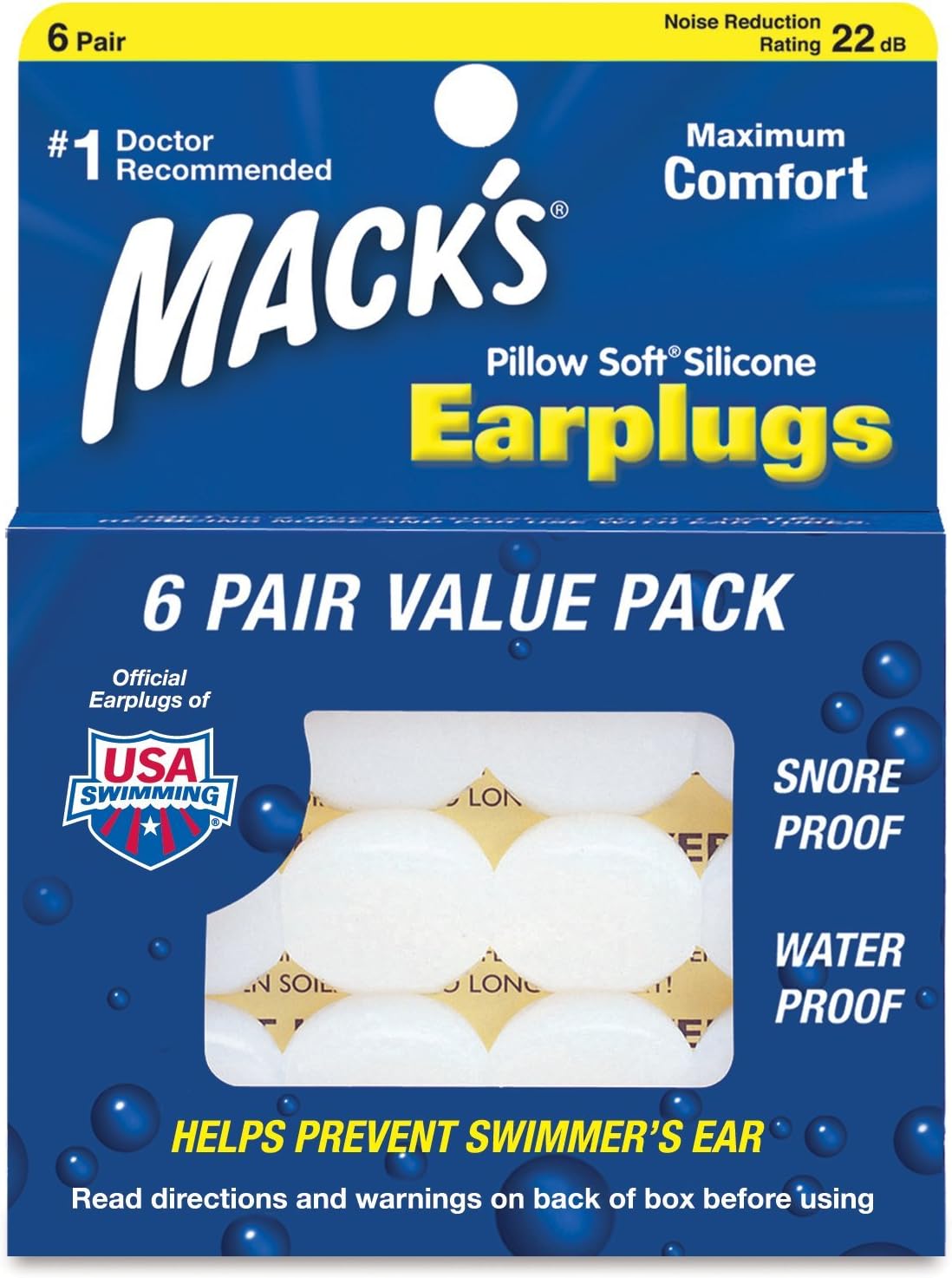 Mack's Pillow Soft Silicone Earplugs 6 Pairs,12 Count (Pack of 1)