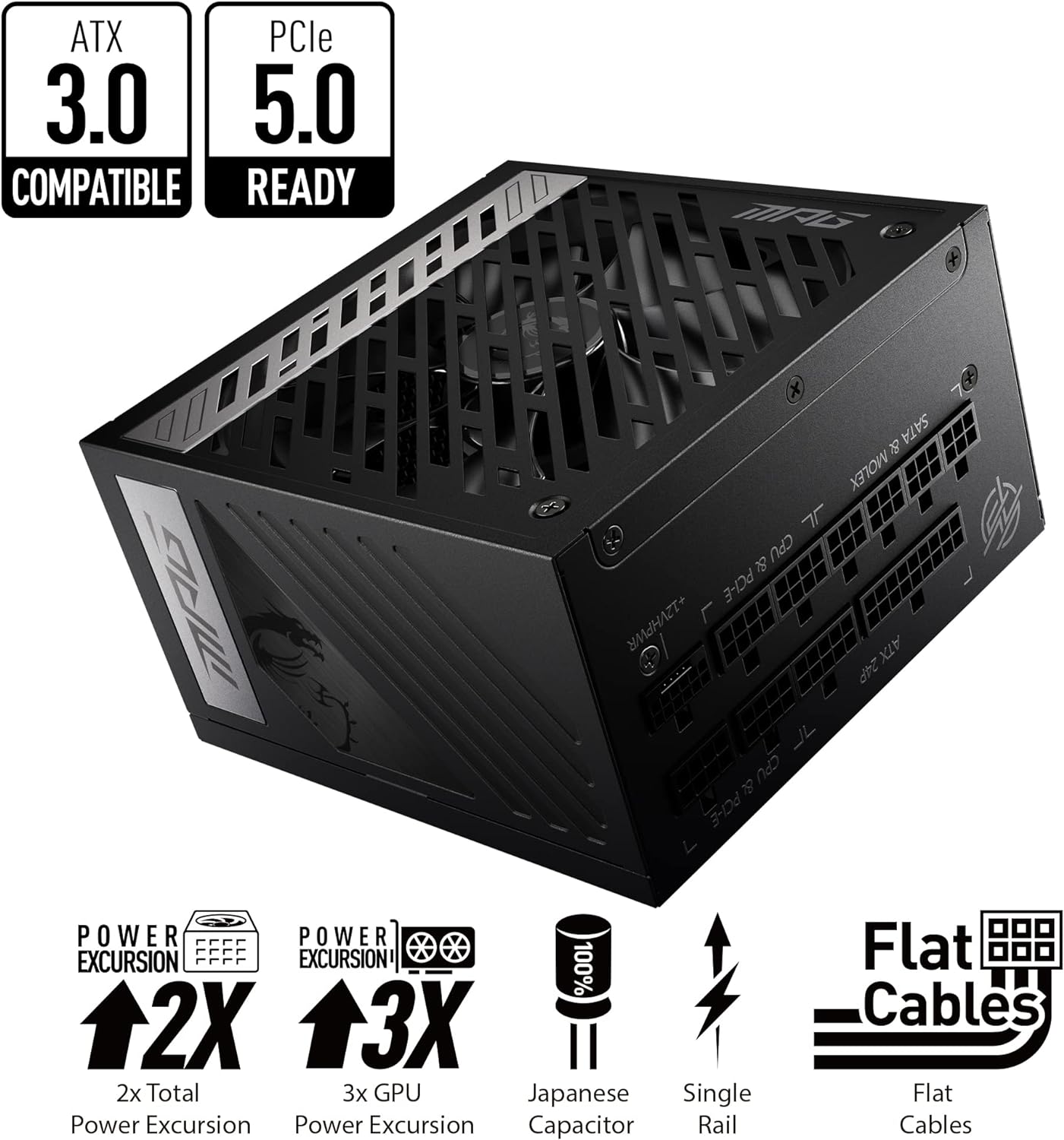 MSI MPG A850G PCIE5 power supply unit 850 W 24pin ATX ATX Black - CaveHubs