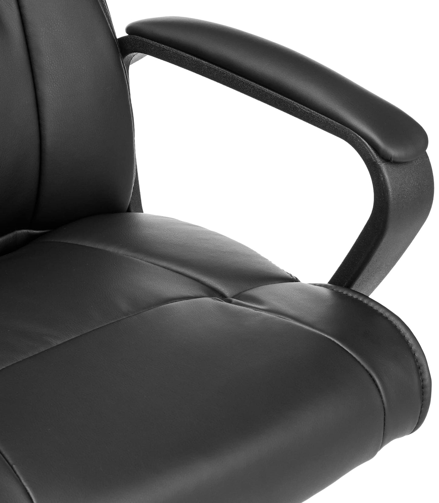 Amazon Basics Padded Office Desk Chair with Armrests, Adjustable Height/Tilt, 360-Degree Swivel, 124.7 kilograms Capacity, 61.46 x 60.96 x 88.39 centimeters, Black