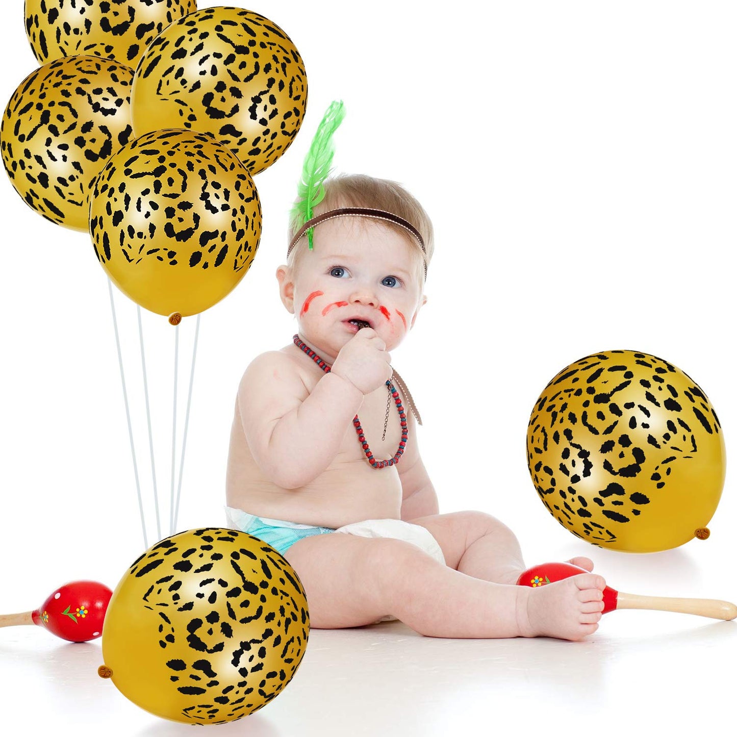 Gejoy 36 Pieces Leopard Balloons Cheetah Balloons Leopard Print Balloons Jungle Animal Balloons Leopard Spots Latex Balloons for Jungle Zoo Animals Party Supplies