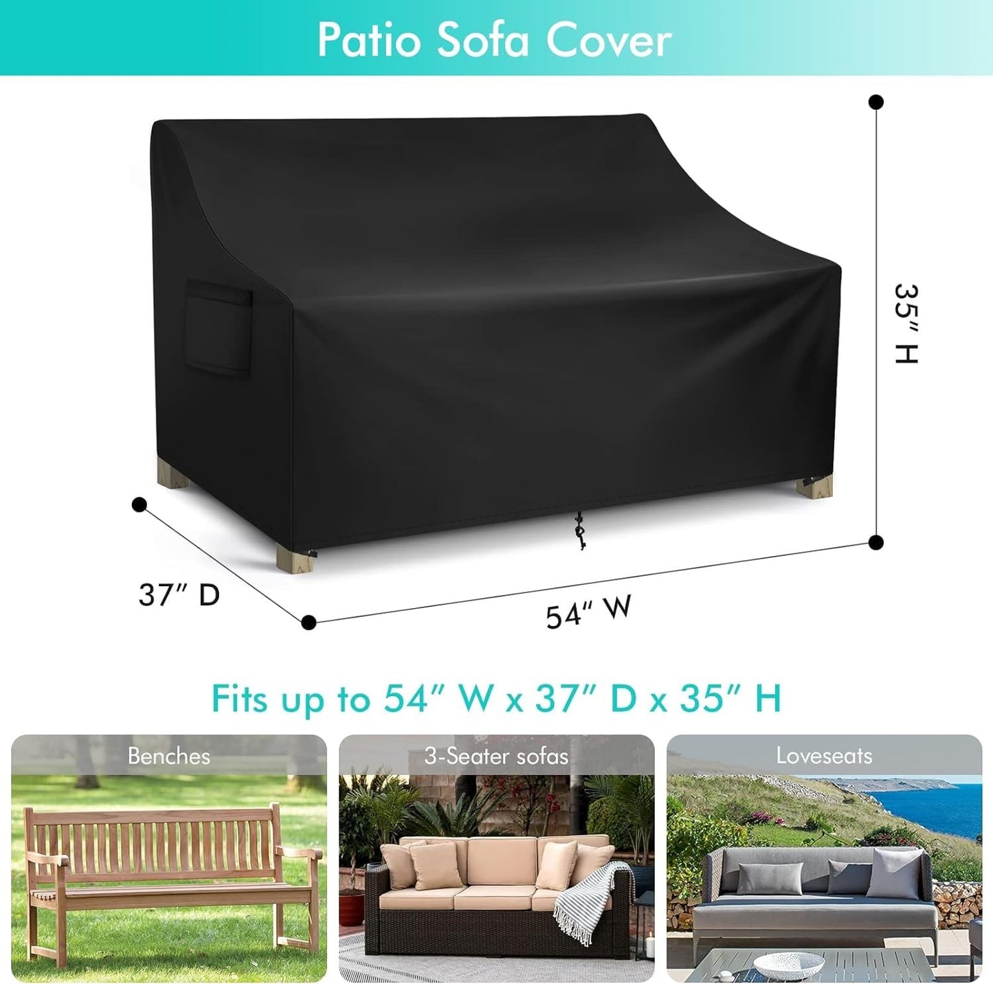 THE WHITE SHOP Patio Sofa Cover, Outdoor Loveseat Cover, Heavy Duty Outdoor Couch Cover, Large Lawn Patio Furniture Covers with Air Vent (Size : 2)