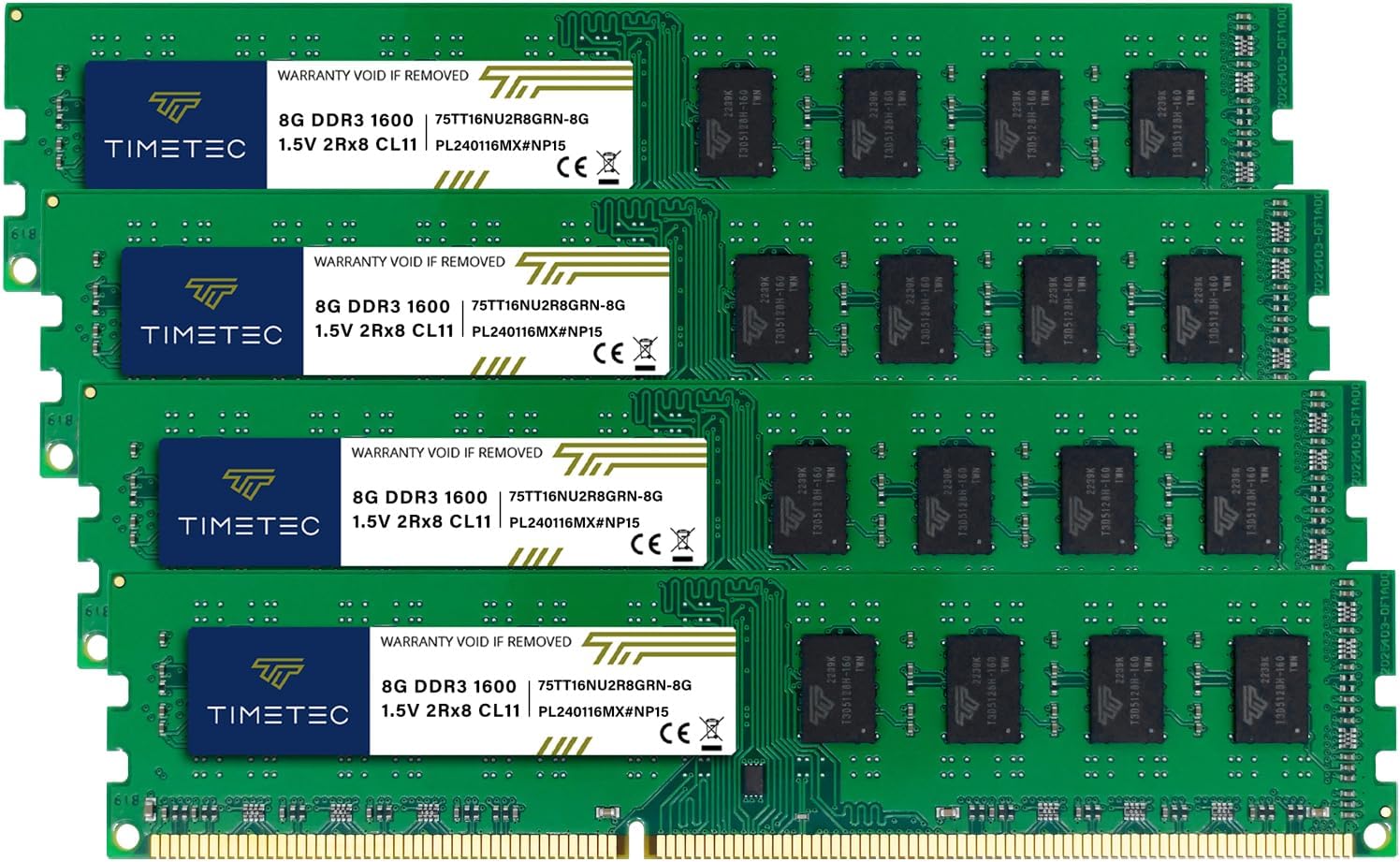 Timetec 16GB KIT(2x8GB) DDR3L / DDR3 1600MHz (DDR3L-1600) PC3L-12800 / PC3-12800 Non-ECC Unbuffered 1.35V/1.5V CL11 2Rx8 Dual Rank 240 Pin UDIMM Desktop PC Computer Memory RAM(SDRAM) Module Upgrade - CaveHubs