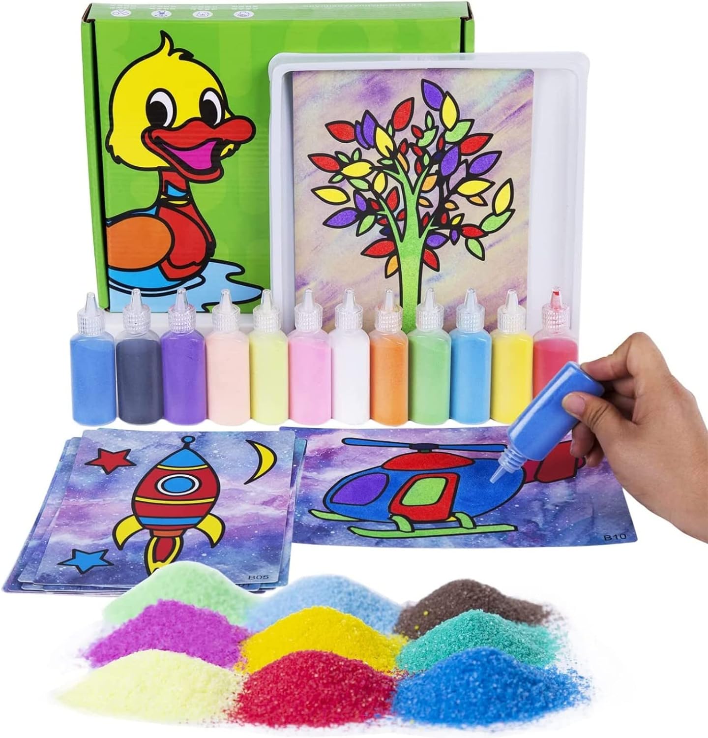 MumooBear 12Pcs/lot Kids DIY Sand Painting Toy Children Drawing Board Sets Bubble Handmade Picture Paper Craft Draw Art(Card Random)