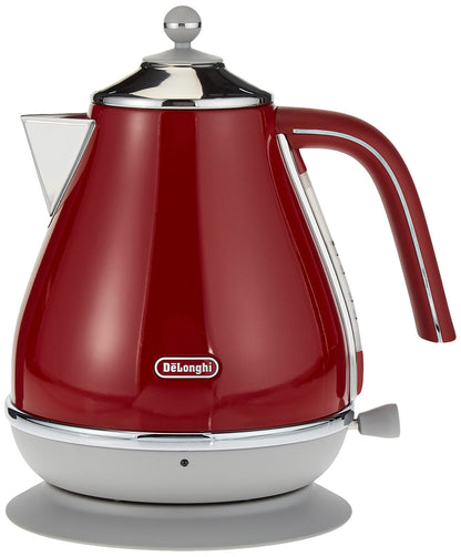 De'Longhi Icona Capitals Grey Vintage Style Kettle, 1.7 L Capacity with Water Level Indicator, 360 Swivel Base, Anti-Slip Feet, Soft Opening Lid, Premium Stainless Steel, KBOT3001.GY