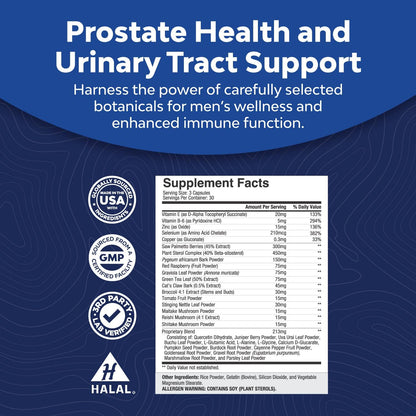 Natural Prostate Support Health Supplement Pure Extract Pills Formula Saw Palmetto Extract Capsules Plant Sterol Complex Urinary System Boost Vitamins Hair Growth for Men by Natures Craft