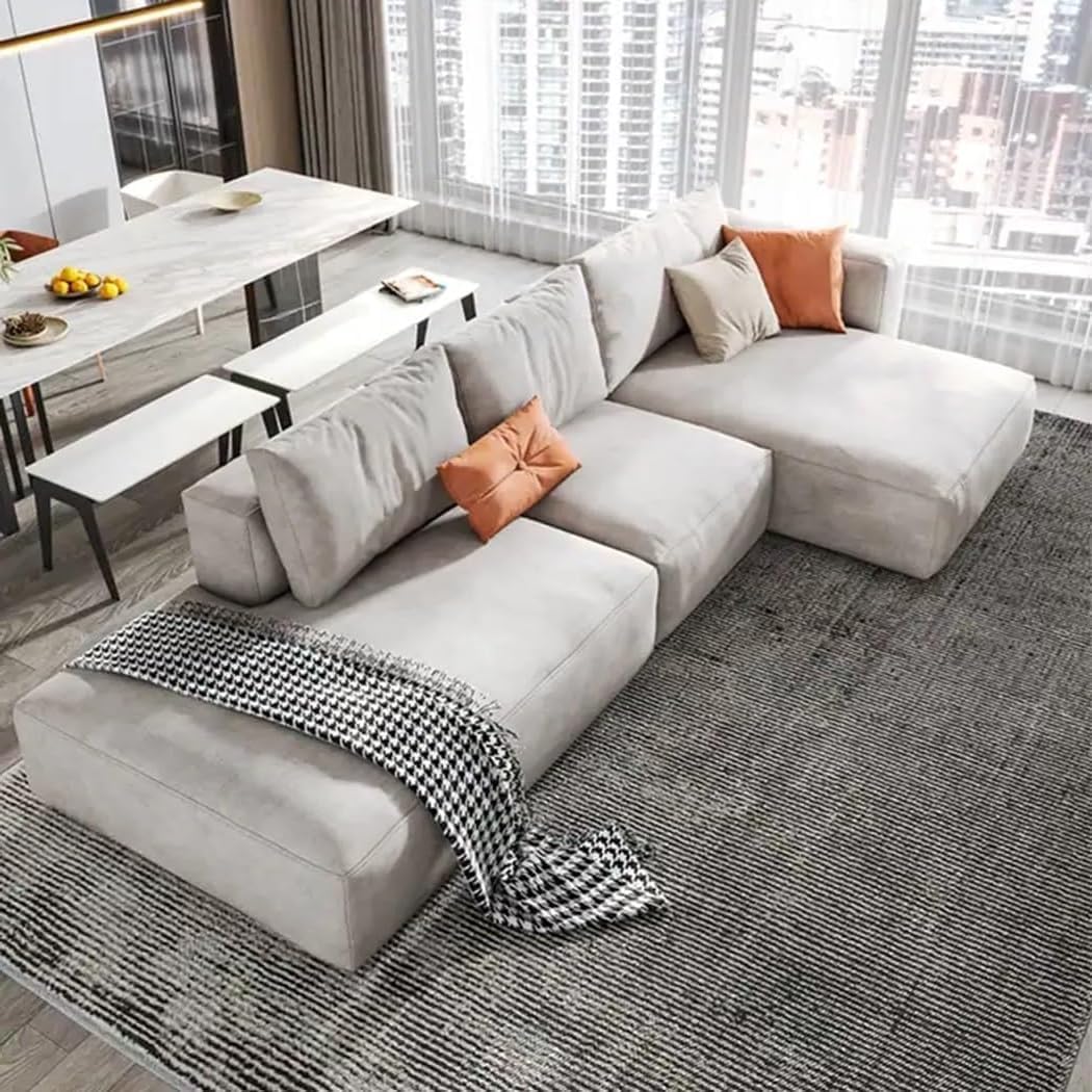 Comfynest L Shape Corner Sofa Set Modern Luxury Minimalism Glam Style Sectional Sofa (Beige, Left)