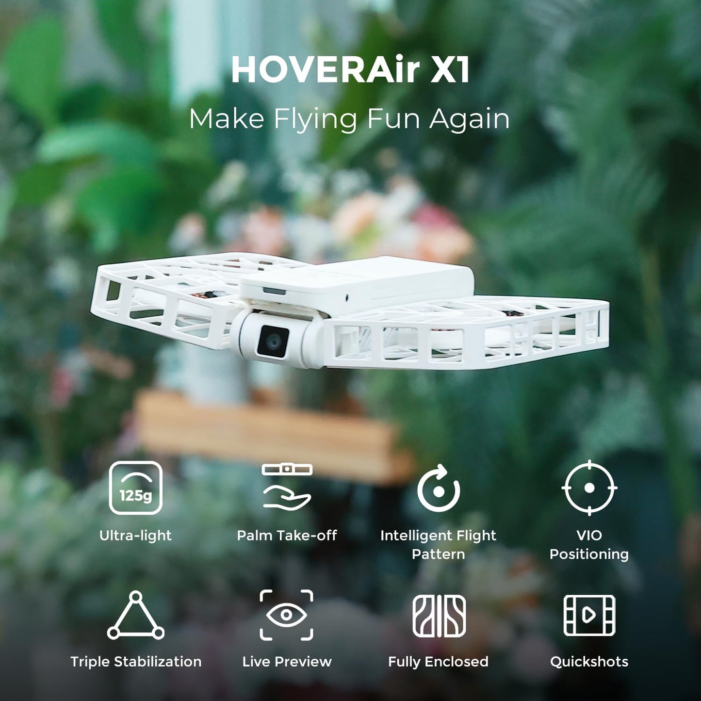 HOVERAir X1 Self-Flying Camera, Pocket-Sized Drone HDR Video Capture, Palm Takeoff, Intelligent Flight Paths, Follow-Me Mode, Foldable Camera Drone with Hands-Free Control White (Combo)