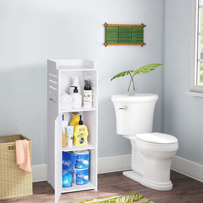 无 White Modern Bathroom Floor Cabinet,Free Standing Storage Cabinet with Door and Shutters,Waterproof Bathroom Furniture Cabinet for Living Room,Bedroom,Kitchen,etc