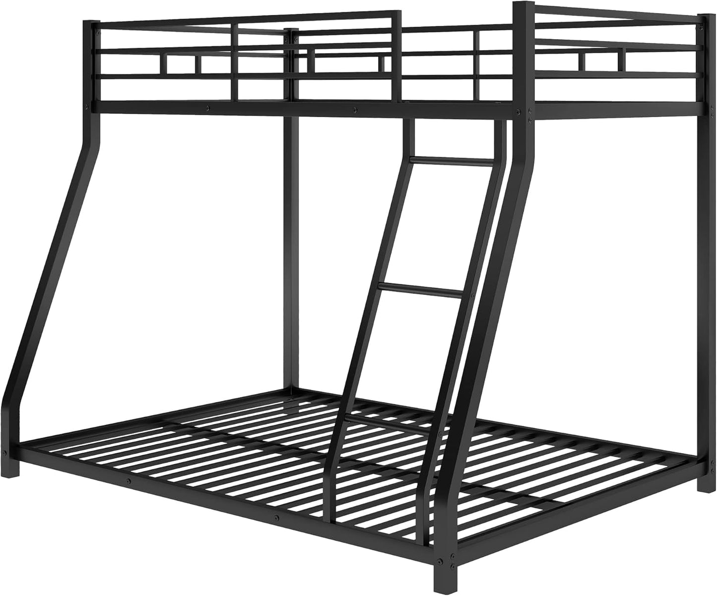 Bellemave Bunk Bed Full Over Queen, Heavy Duty Metal Bunk Bed Frame, Queen bunk Bed for Adults, Adult bunk beds Heavy Duty, Full XL Bunk Bed, Black