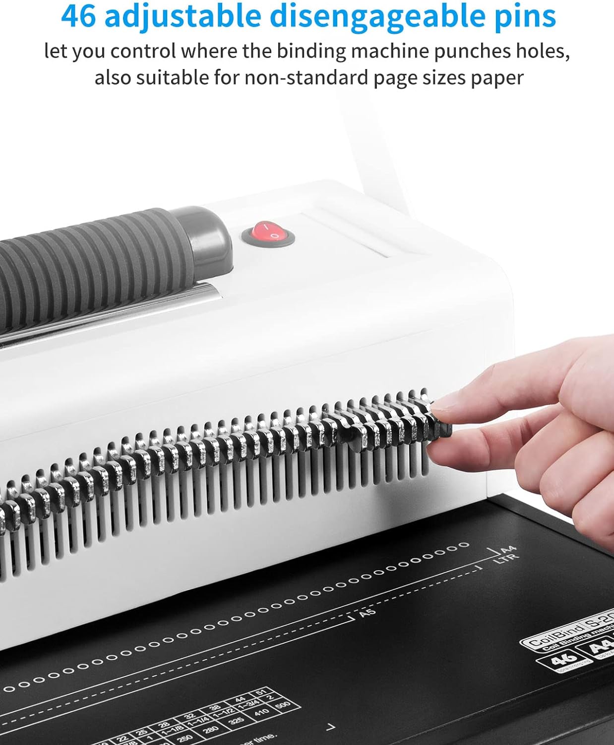 MAKEASY Spiral Coil Binding Machine for Letter Size/A4/A5- Manual Hole Punch - Disengaging Pins - Electric Coil Inserter - Adjustable Side Margin, with Free 100pcs Plastic Coil Spines & Crimper