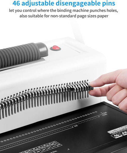 MAKEASY Spiral Coil Binding Machine for Letter Size/A4/A5- Manual Hole Punch - Disengaging Pins - Electric Coil Inserter - Adjustable Side Margin, with Free 100pcs Plastic Coil Spines & Crimper