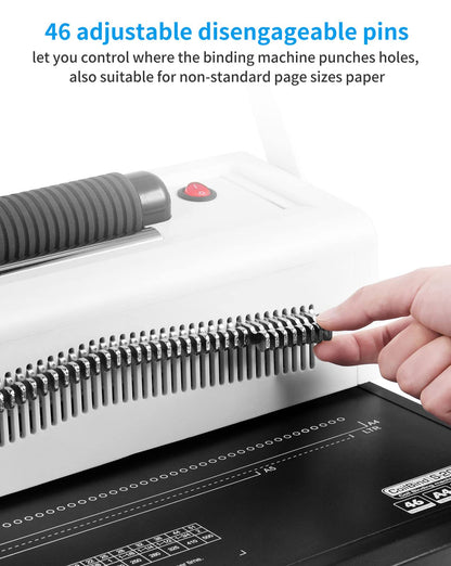 MAKEASY Spiral Coil Binding Machine for Letter Size/A4/A5- Manual Hole Punch - Disengaging Pins - Electric Coil Inserter - Adjustable Side Margin, with Free 100pcs Plastic Coil Spines & Crimper