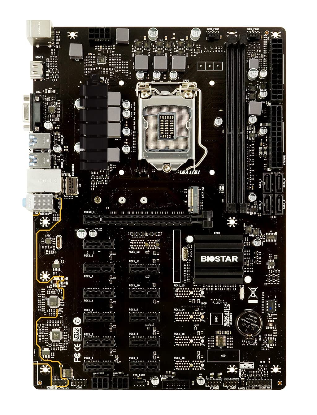 Biostar TB360-BTC PRO 2.0 Core i7/i5/i3 Intel 8th and 9th Gen LGA1151 B360 DDR4 12 GPU Mining Motherboard Upgraded Model