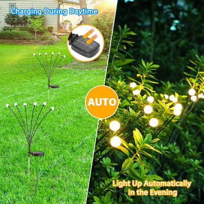 Brightever 4-Pack Solar Lights Outdoor Waterproof - Swaying Solar Garden Lights, Upgraded Solar Powered Firefly Lights with Highly Flexible Copper Wires, Yard Pathway Christmas Landscape Stake Lights