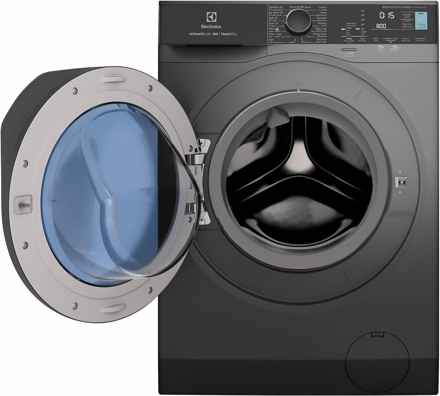 Electrolux 9/6 KG Washer Dryer, 1200 RPM, EcoInverter BLDC Motor, Fully Automatic Front Load Combo Washing Machine, 15 Programs - UltraMix, AddClothes, Delay Timer, Child Lock, EWW9024P5SB