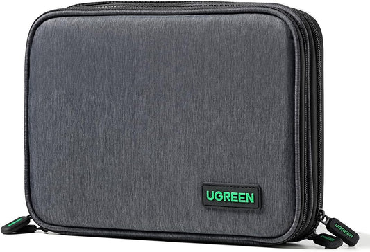 UGREEN Electronic Organizer, Double Layer Travel Gadget Bag compatible for USB Cable, SD Card, Hard Drive, Power Bank, Digital Camera, iPad Mini/Nintendo Swith Console/E-book or Tablet (up to 7.9'')