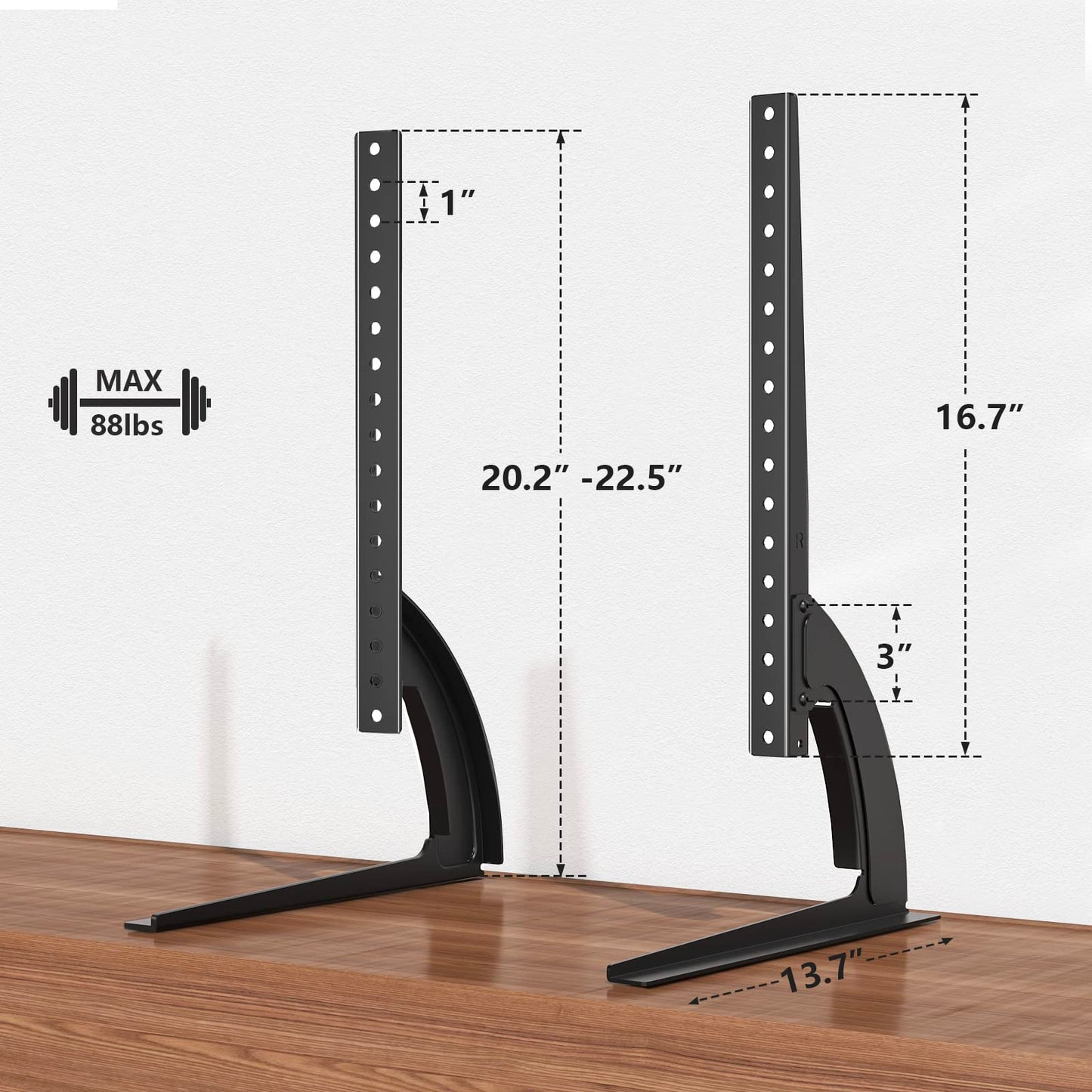 TAVR Furniture Universal Table Top TV Stand Base/Legs for Most 32 37 40 42 47 50 55 LCD LED Plasma Flat Screen TVs, Height Adjustable Replacement Stand, Holds up to 88 lbs, Max VESA 800x400 mm