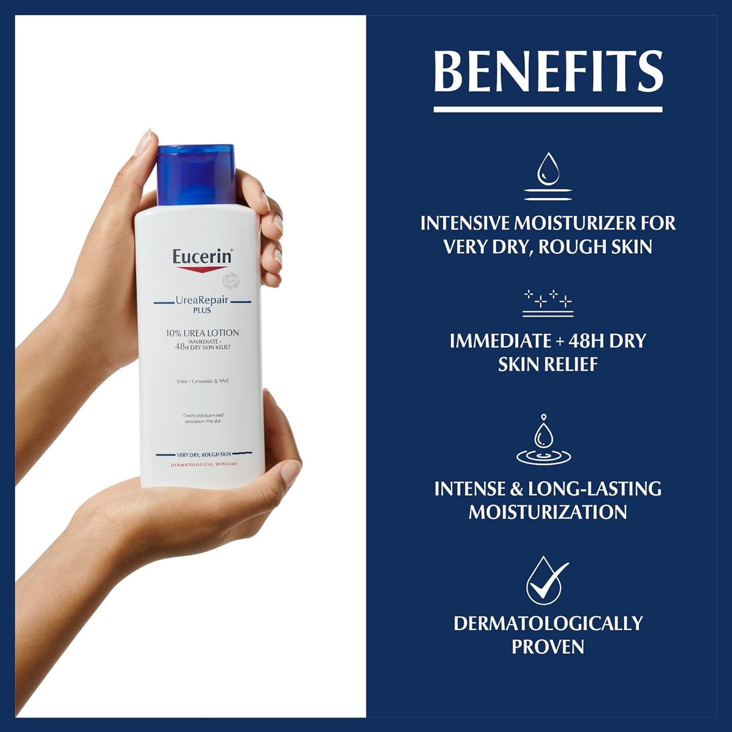 Eucerin UreaRepair Plus 10% Urea Body Lotion with Ceramide, Immediate 48-Hour Relief for Dry Skin, Daily Body Moisturizer for Very Dry and Dehydrated Skin, Suitable for Mature & Diabetic Skin, 250ml