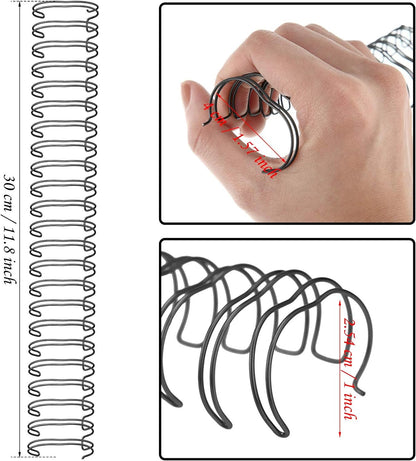 Zonon 6 Pieces Binding Wire Twin Loop Wire Binding Spines Double Loop Binding Wire 1 Inch Cinch Wire Binding Diameter 23 Holes for Teacher Student Document Notebook Making