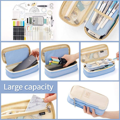 EASTHILL Big Capacity Pencil Pen Case, Light Blue