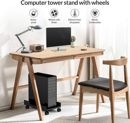 ORICO Mobile CPU Stand, Adjustable Computer Tower Stand with Locking Caster Wheel, Fits Most Gaming PC Under Home Office Desk (CPB4)