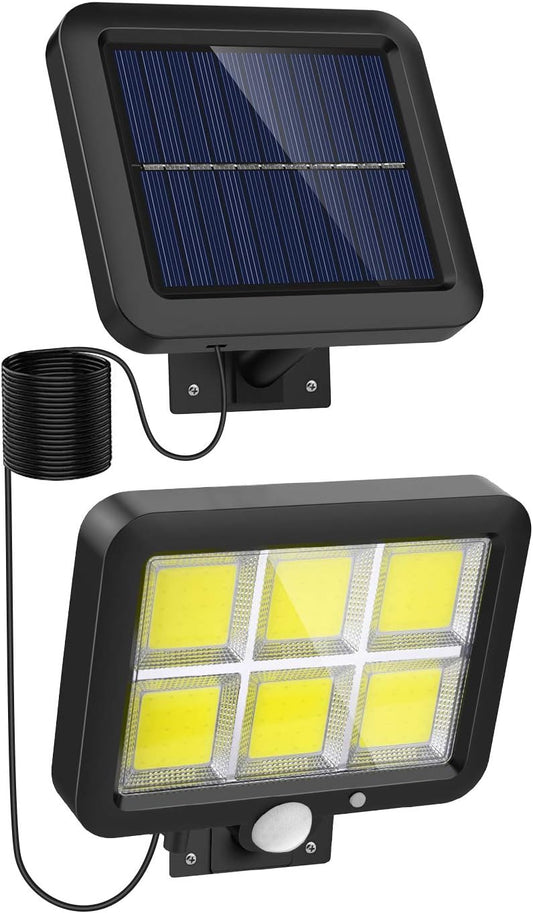 NACINIC Solar Lights Outdoor Motion Sensor w/ 120 Bright COB LED, 16.4Ft Cable, 3 Lighting Modes, Adjustable Panels. Wired Solar Powered Lights for Indoor, Outside, Ceiling, Shed, Yard(5500K)