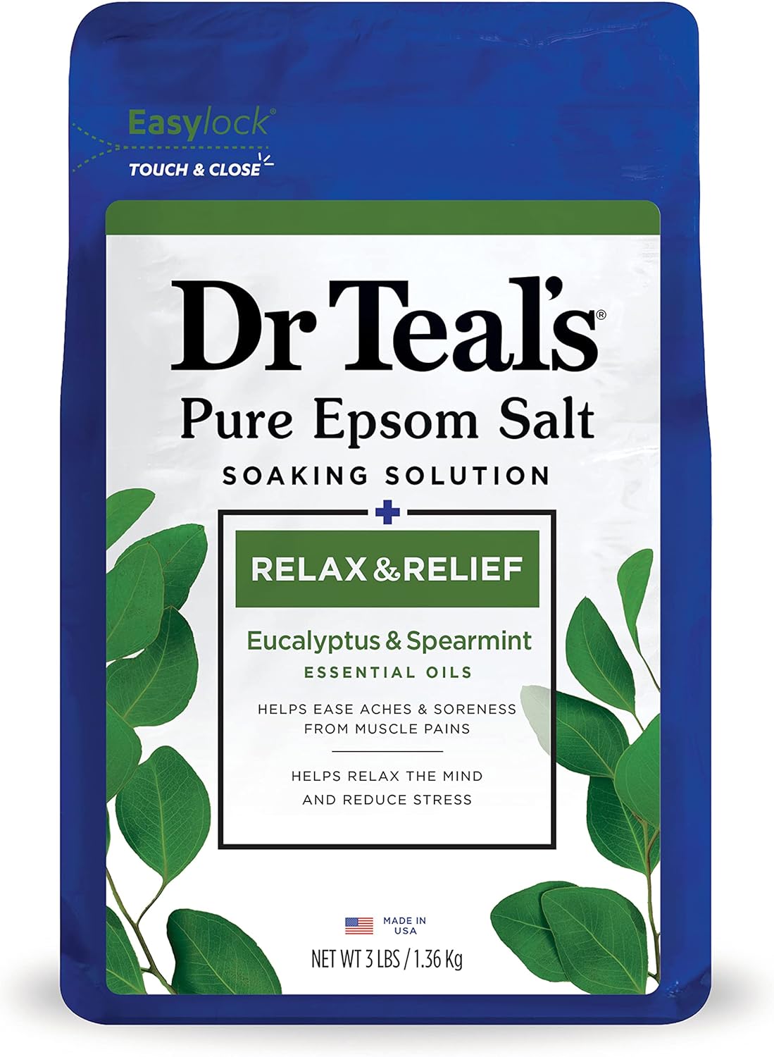 Dr Teal'S Epsom Relax Salt And Relief With Eucalyptus Spearmint, 1.36 KilogRAM