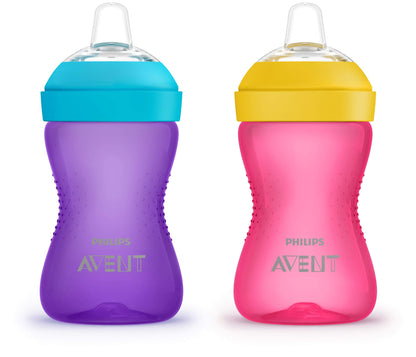 Philips AVENT My Grippy Spout Sippy Cup with Soft Spout and Leak-Proof Design, Blue/Green, 10oz, 2pk, SCF801/21