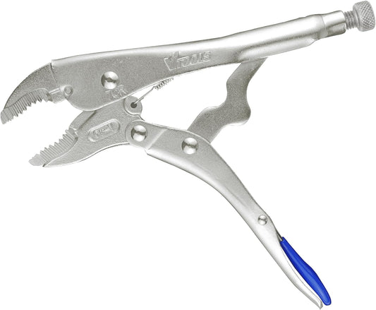 VTOOLS 7 Inch Heavy Duty Locking Pliers Professional Quality, Chrome Vanadium Steel, Locking Adjustable Wrench with Wire Cutter, for Tightening, Clamping, Twisting and DIY, White, VT2223