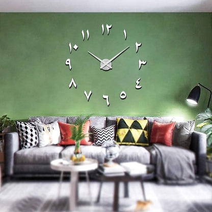 Vangold Modern Mute DIY Frameless Large Wall Clock 3D Mirror Sticker Metal Big Watches Home Office Decorations (Black Gold73)