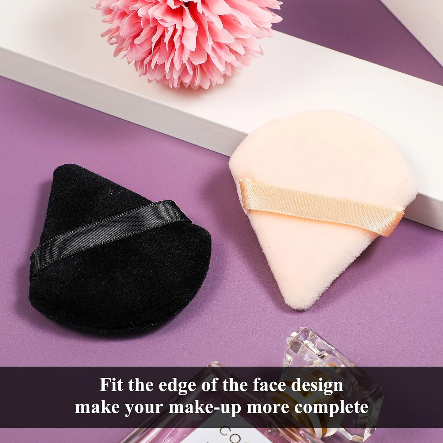 Maitys Powder Puff Face Triangle Makeup Puff for Loose Powder Soft Body Cosmetic Foundation Sponge Mineral Powder Wet Dry Makeup Tool (Black, White, Small) - 12 Count (Pack of 1)