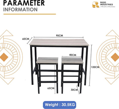 RIGID Wooden Dining Room Set, Durable Steel Frame, Industrial Design for Kitchen, Dining Room, Living Room Furniture (Wooden Desk and Bench Set)