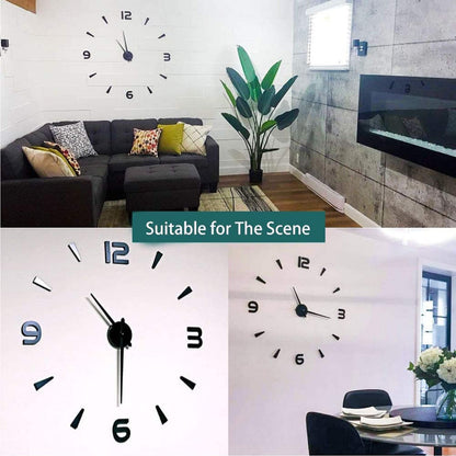 Frameless DIY Wall Clock, Pritzker Large 3D Wall Clock Stickers Acrylic Sticker Wall Clock Modern Design Clock Decorations Living Room Bedroom Office Decor Clock