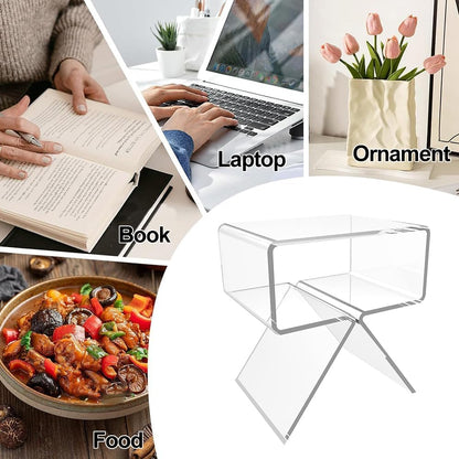 CJYSHOP Acrylic Nightstand End Table Acrylic Side Table Modern Design Clear Table Home Decor Display for Bedroom Living Room A Shaped Leg Clear (orange)