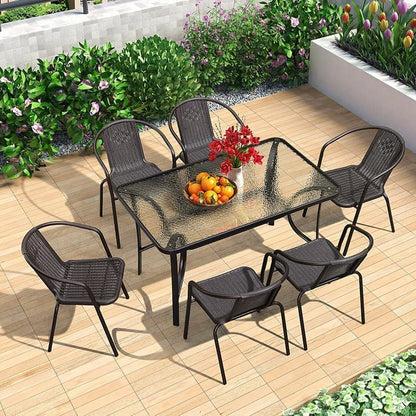 Vital Garden Dining Set 3 Piece (2 Chair and 1 Table) Outdoor Furniture Patio Dining Table and Chair Balcony Dinner Table Dinner Chair Poly Rattan Anthracite & Grey (‎VI-DNS-01)