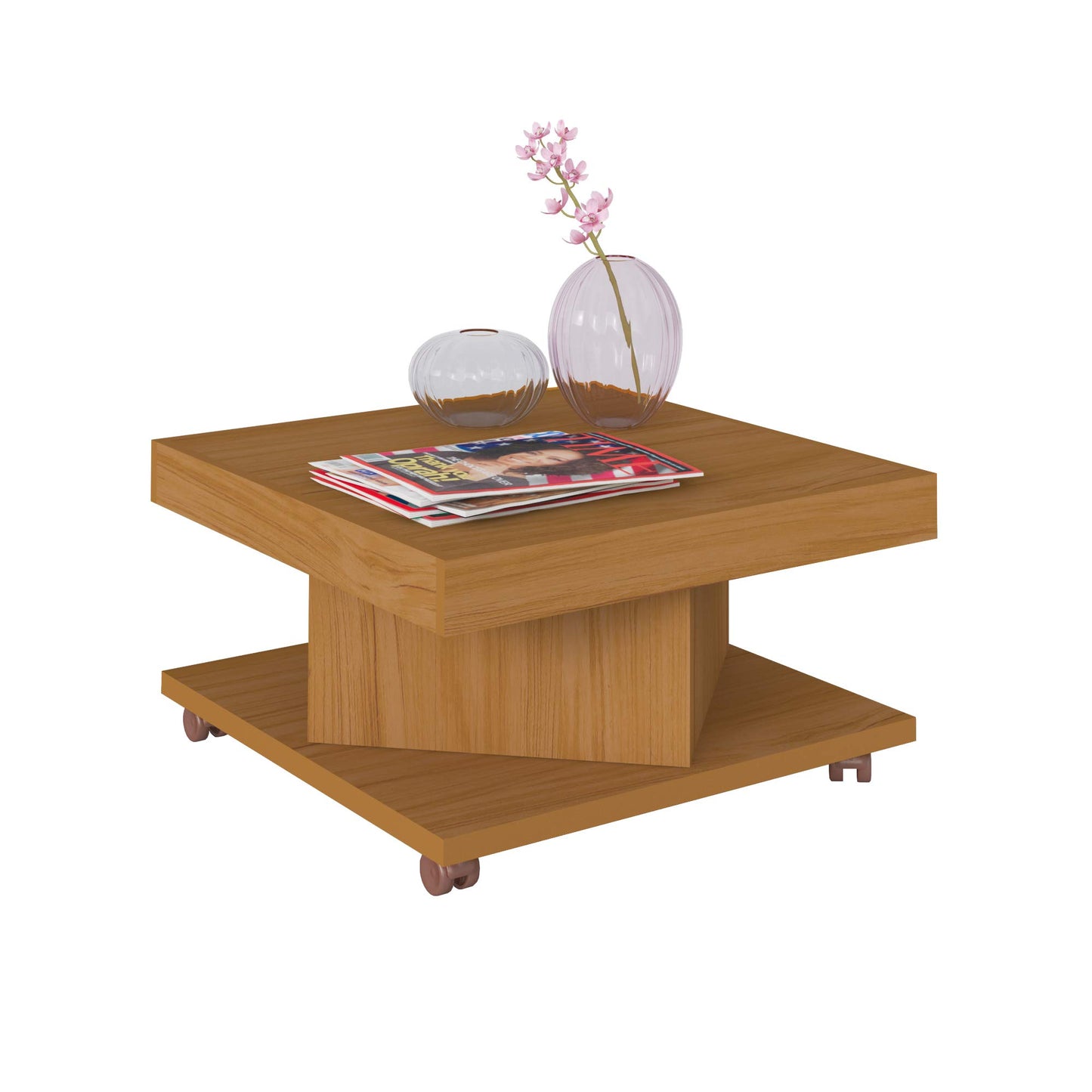 Artely Saara Coffee Table, Walnut Brown with Black - W 63 cm x D 63 cm x H 33.5 cm